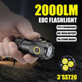 3 Core LED Mini Tactical Flashlight Rechargeable High Power LED Torch Metal Pen Clip Hand Lamp