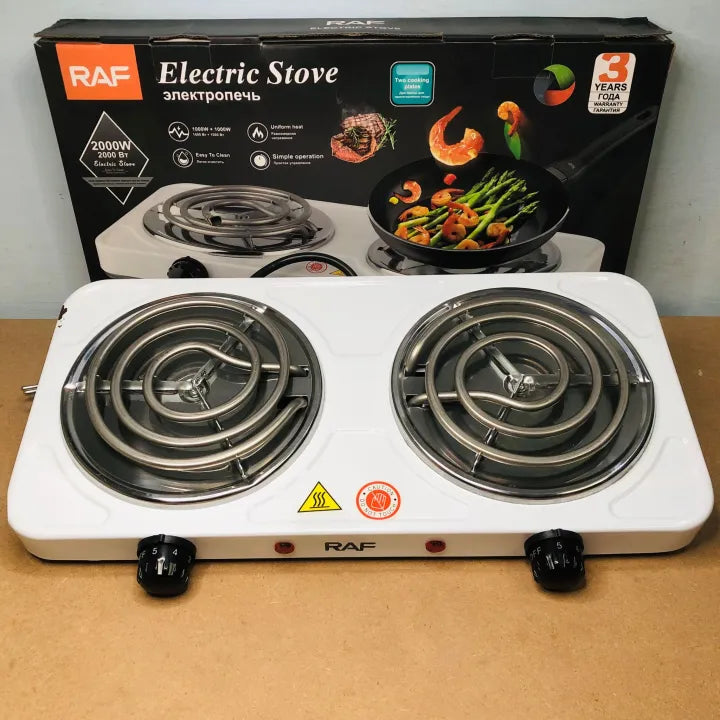 Electric Stove (Double) for cooking, Hot Plate heat up in just 2 mins, Easy to clean, 2000W